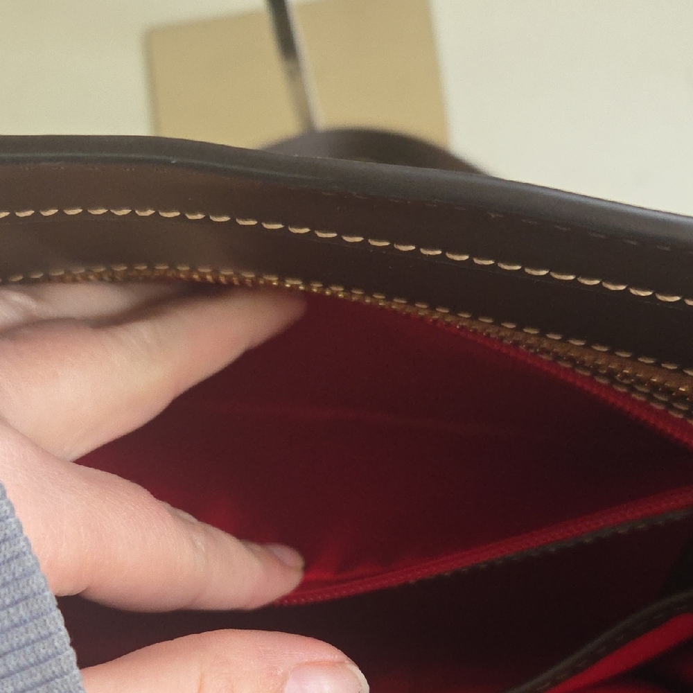 Dooney & Bourke Brown Leather Tote Bag - Picture 4 of 10